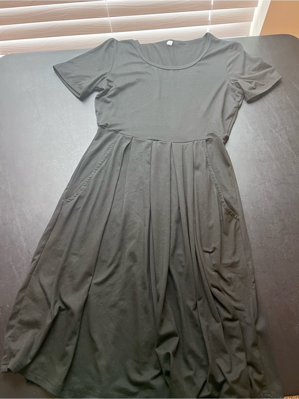 Source Unknown Black Short-Sleeve Fit & Flare Dress